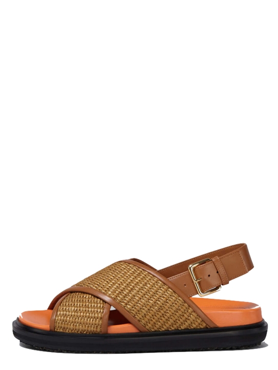 Marni Fussbett Criscross Sandaler, Raw Siena/Dust Apricot 